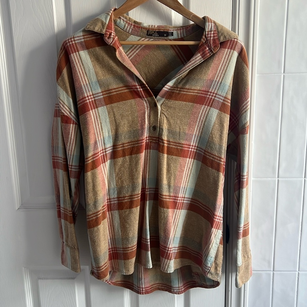 Prana Dante Flanel Top 1/3 button-up